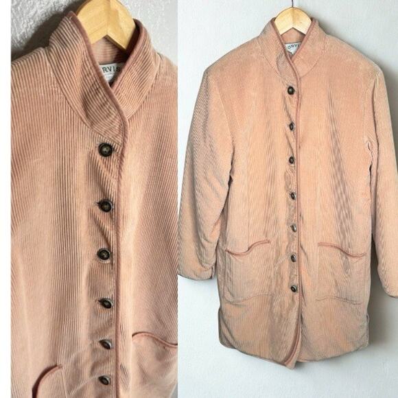 VTG Orvis Corduroy Coat Jaclet S Pastel Peach Prairie Preppy Old Money Lagenlook - Picture 1 of 7